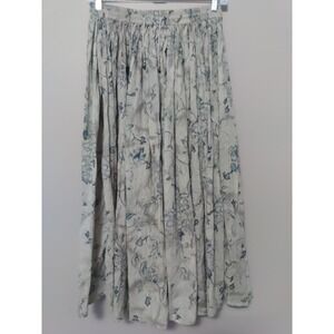 24 Karat Women Sage Green Floral Bohemian Pleated Long Skirt Size OS
